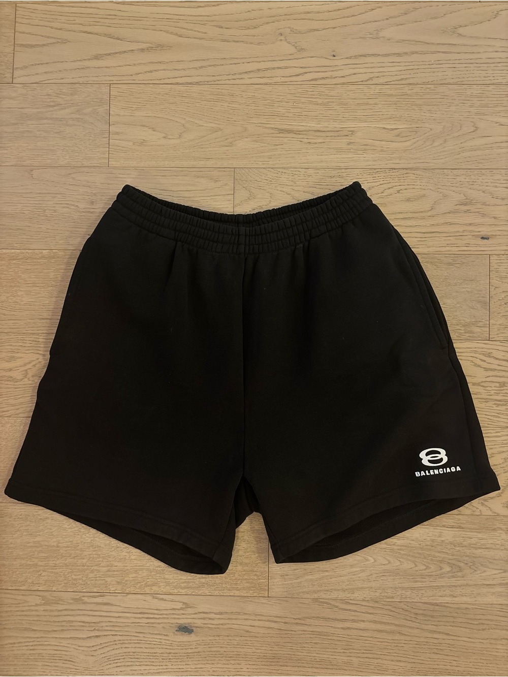 Balenciaga Black Athletic Logo Cotton-Blend Shorts